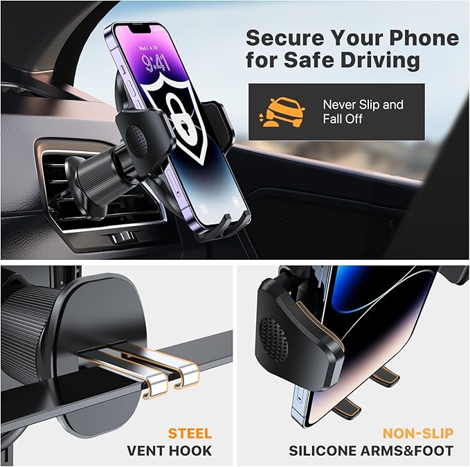 Phone Holders for Your Car with Metal Hook Clip